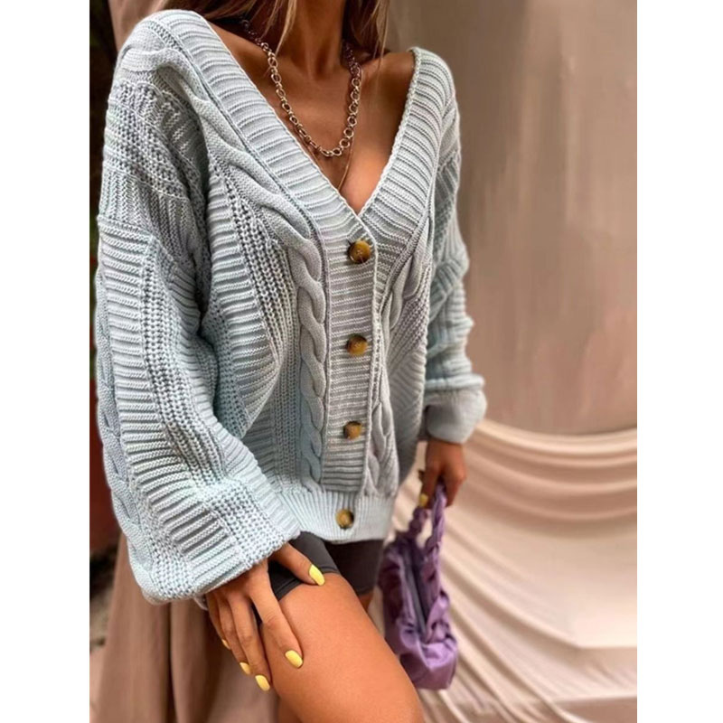 Women's Cardigan Long Sleeve Sweaters & Cardigans Button Fashion Solid Color display picture 4