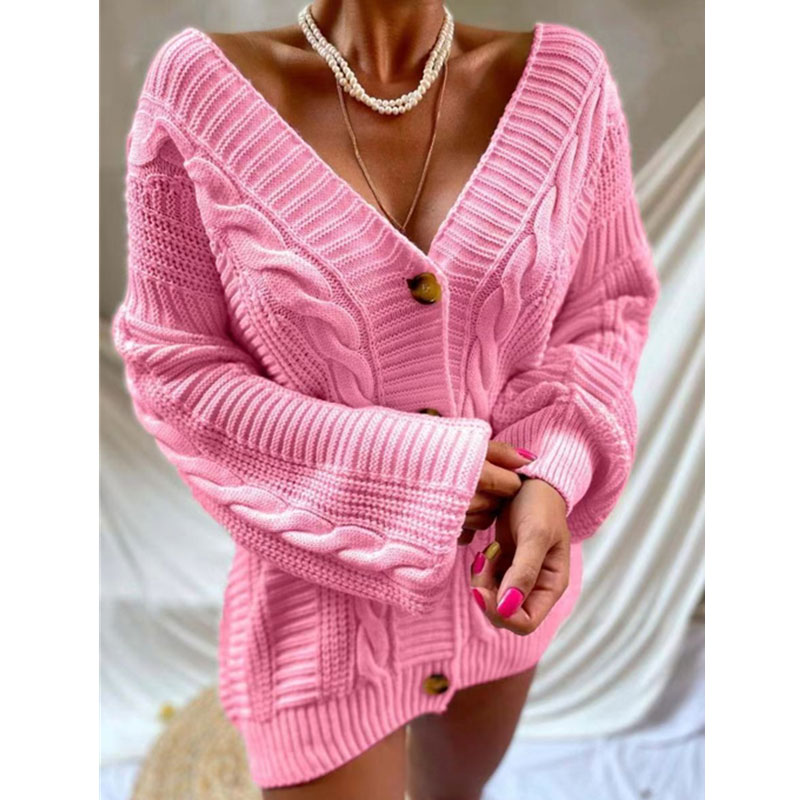 Women's Cardigan Long Sleeve Sweaters & Cardigans Button Fashion Solid Color display picture 6