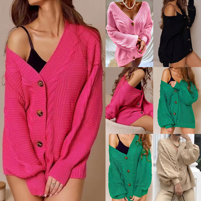 Women's Cardigan Long Sleeve Sweaters & Cardigans Button Fashion Solid Color display picture 5