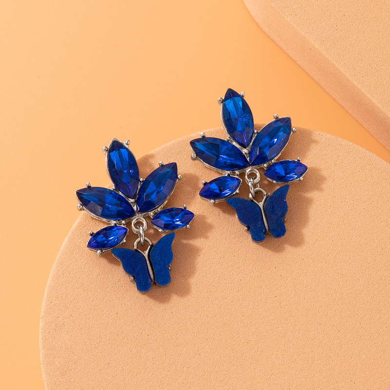 Fashion Butterfly Inlay Alloy Artificial Rhinestones Earrings display picture 2