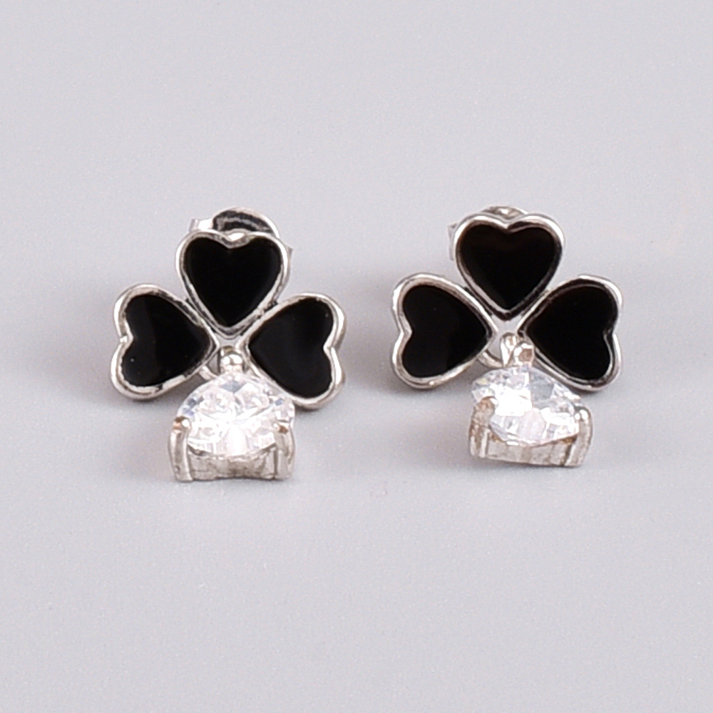 Fashion Heart Shape Titanium Steel Drop Earrings Artificial Rhinestones Stainless Steel Earrings display picture 1