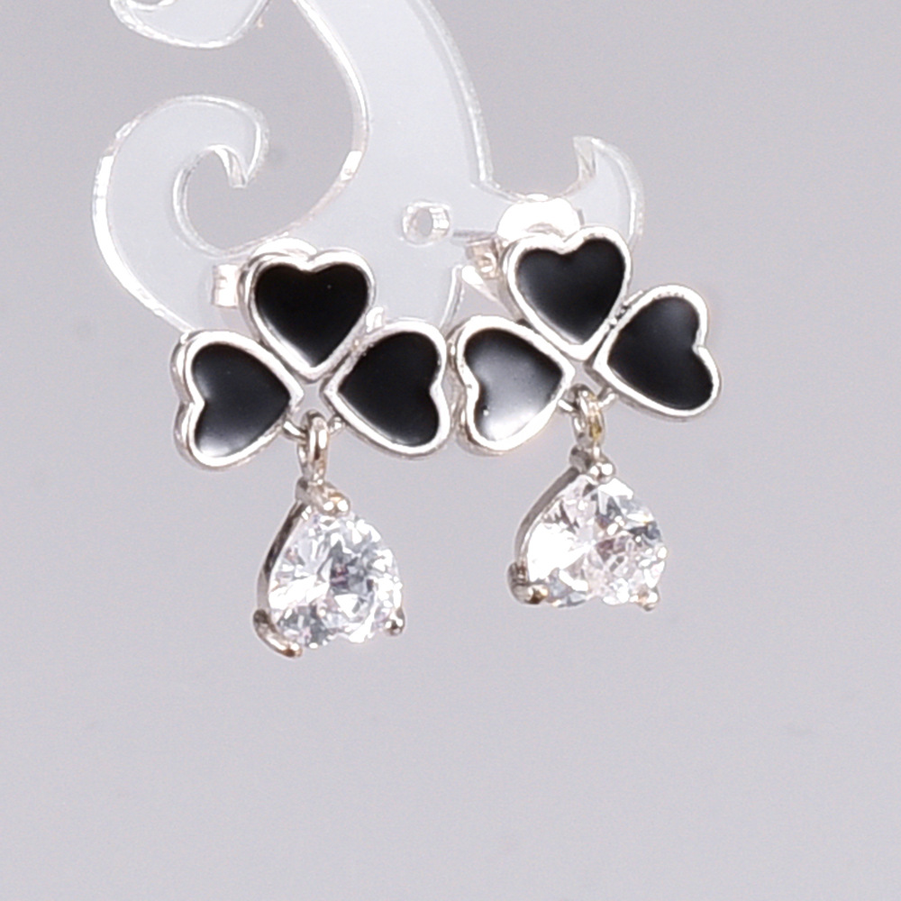 Fashion Heart Shape Titanium Steel Drop Earrings Artificial Rhinestones Stainless Steel Earrings display picture 2