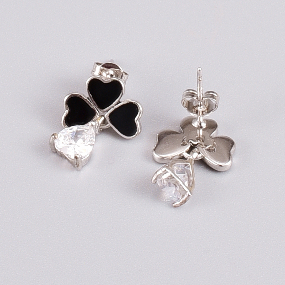 Fashion Heart Shape Titanium Steel Drop Earrings Artificial Rhinestones Stainless Steel Earrings display picture 3