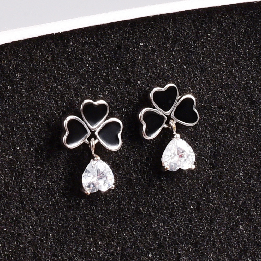 Fashion Heart Shape Titanium Steel Drop Earrings Artificial Rhinestones Stainless Steel Earrings display picture 5