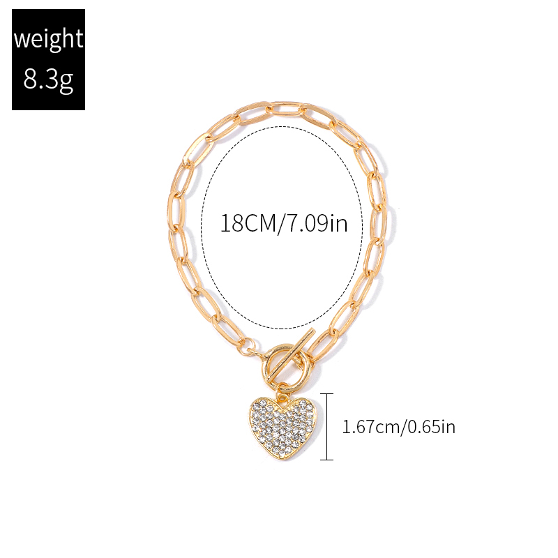 Fashion Heart Shape Alloy Artificial Rhinestones Bracelets 1 Piece display picture 2
