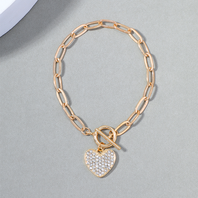 Fashion Heart Shape Alloy Artificial Rhinestones Bracelets 1 Piece display picture 3