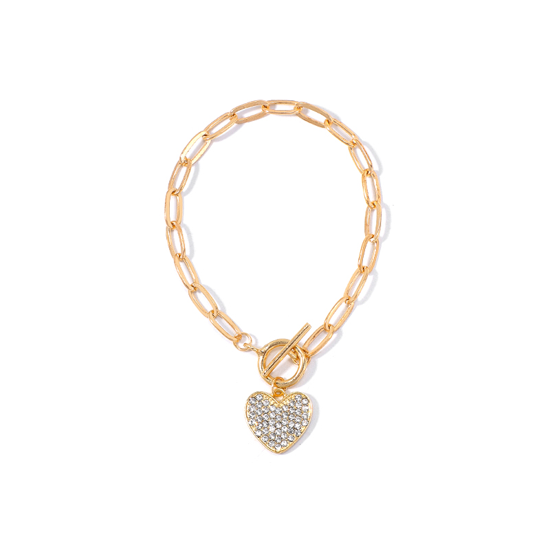 Fashion Heart Shape Alloy Artificial Rhinestones Bracelets 1 Piece display picture 7