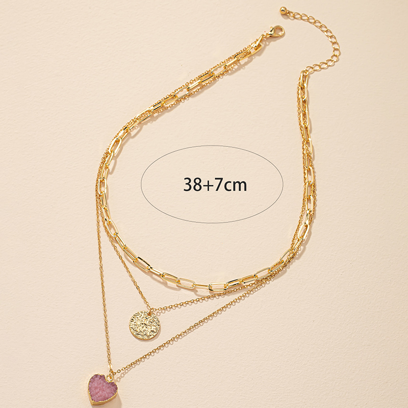 Fashion Round Heart Shape Crystal Alloy Wholesale Necklace display picture 3