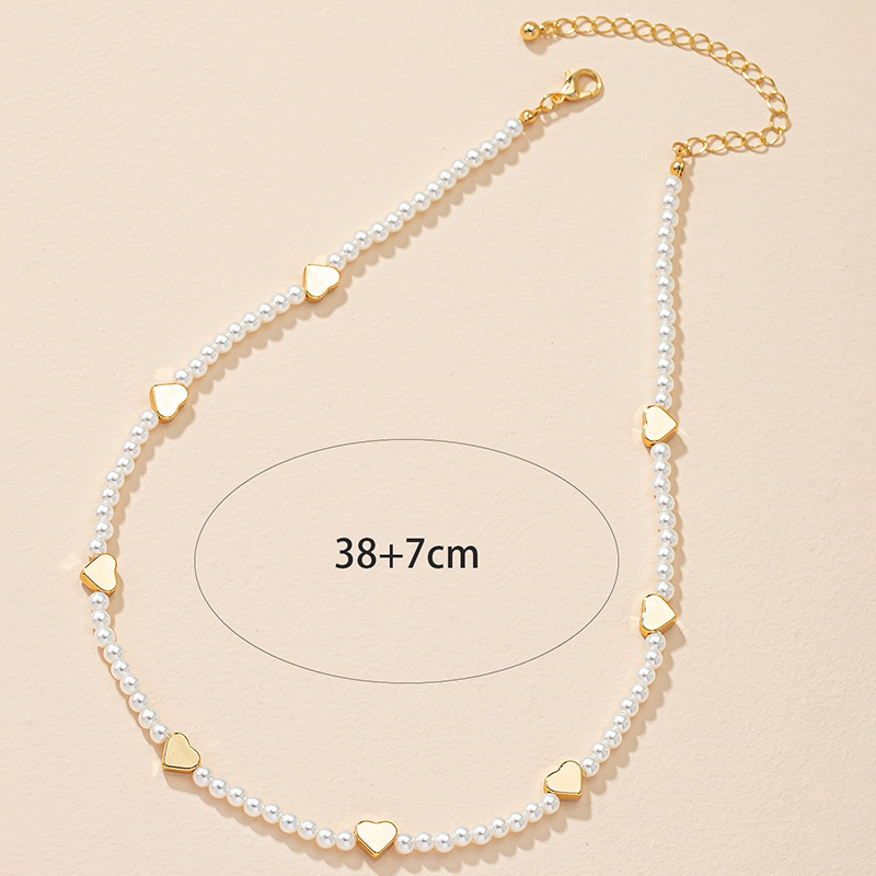 À La Française Forme De Cœur Alliage Placage Perles Artificielles Collier display picture 3
