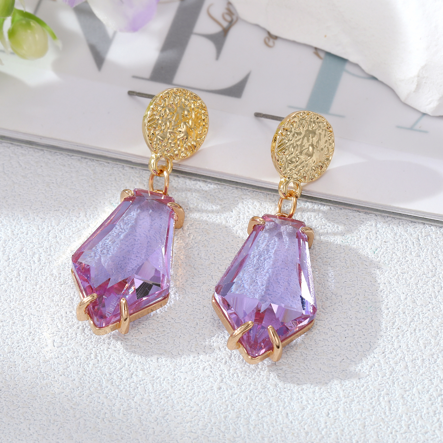 Wholesale Jewelry 1 Pair Retro Geometric Alloy Crystal Drop Earrings display picture 5