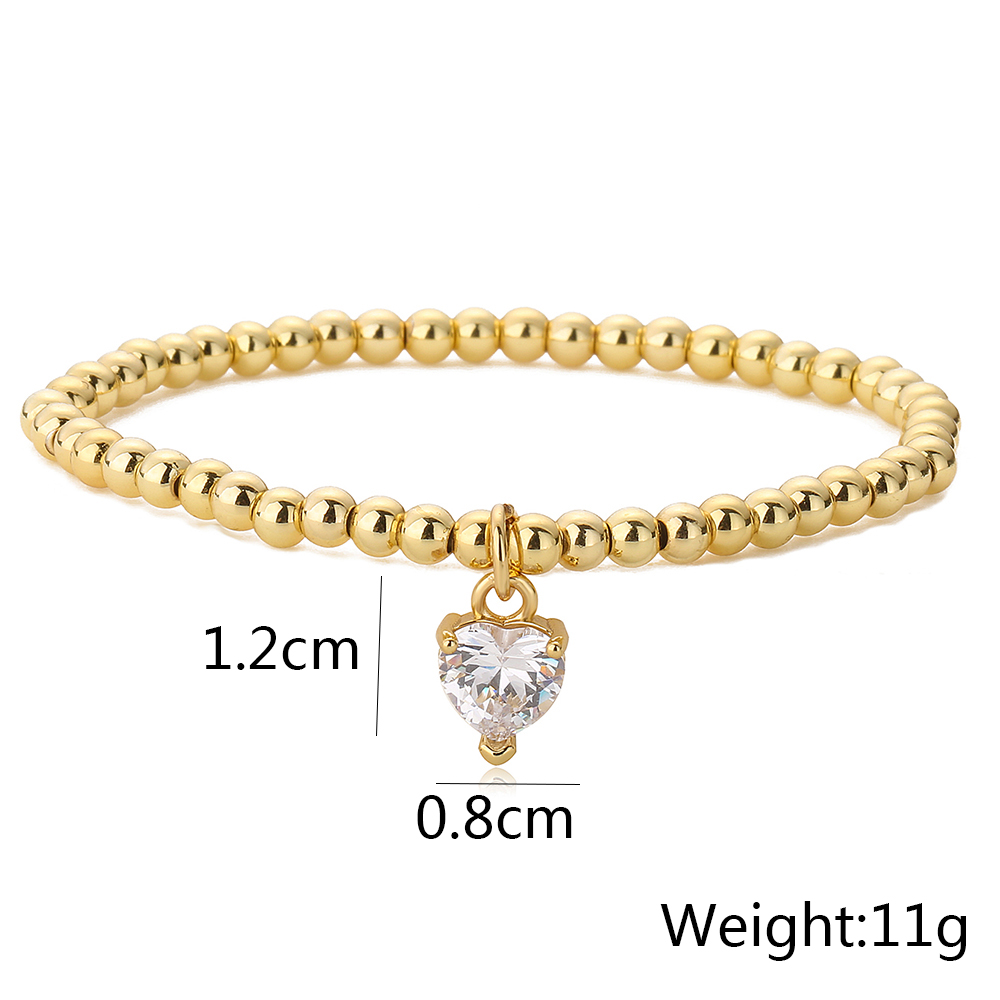 Fashion Heart Shape Imitation Pearl Copper Bracelets Plating Inlay Zircon Copper Bracelets display picture 5