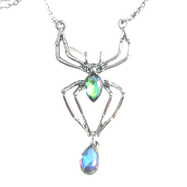 Punk Spider Alloy Plating Inlay Artificial Gemstones Zircon Pendant Necklace 1 Piece display picture 3