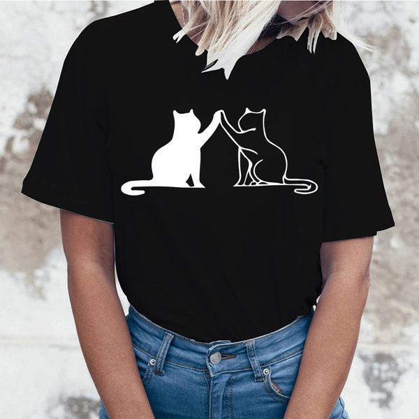 Women's T-shirt Short Sleeve T-shirts Printing Streetwear Cat display picture 3