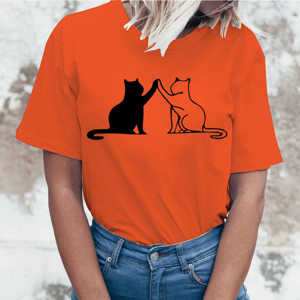 Femmes T-shirt Manche Courte T-shirts Impression Vêtement De Rue Chat display picture 4