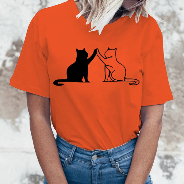 Women's T-shirt Short Sleeve T-shirts Printing Streetwear Cat display picture 4
