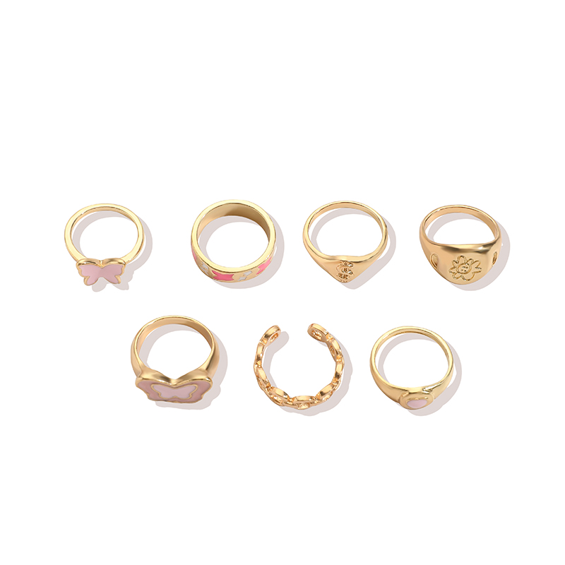 Fashion Letter Flower Butterfly Alloy Enamel Rings display picture 9