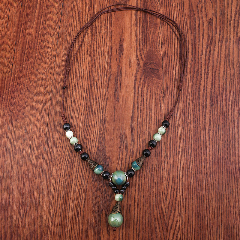 Vintage-stil Geometrisch Legierung Harz Perlen Halskette display picture 7