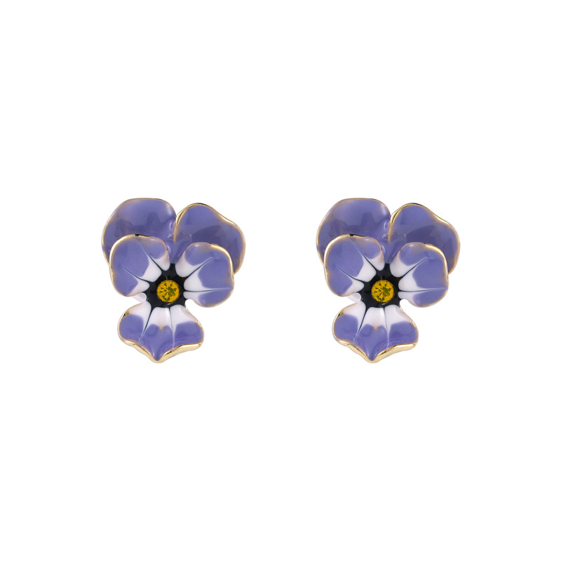 Sucré Fleur Alliage Émail Boucles D'oreilles 1 Paire display picture 2