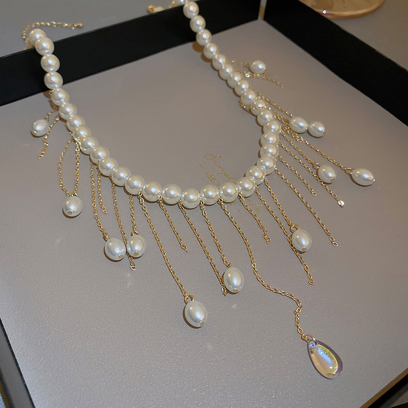 Süss Einfarbig Künstliche Perle Kupfer Halskette Perlen Quaste Kupfer Halsketten 1 Stück display picture 3