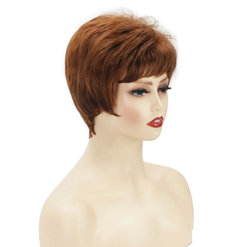 Women's Fashion Light Brown Casual High Temperature Wire Side Points Short Curly Hair Wigs display picture 2