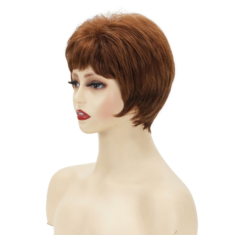 Women's Fashion Light Brown Casual High Temperature Wire Side Points Short Curly Hair Wigs display picture 4