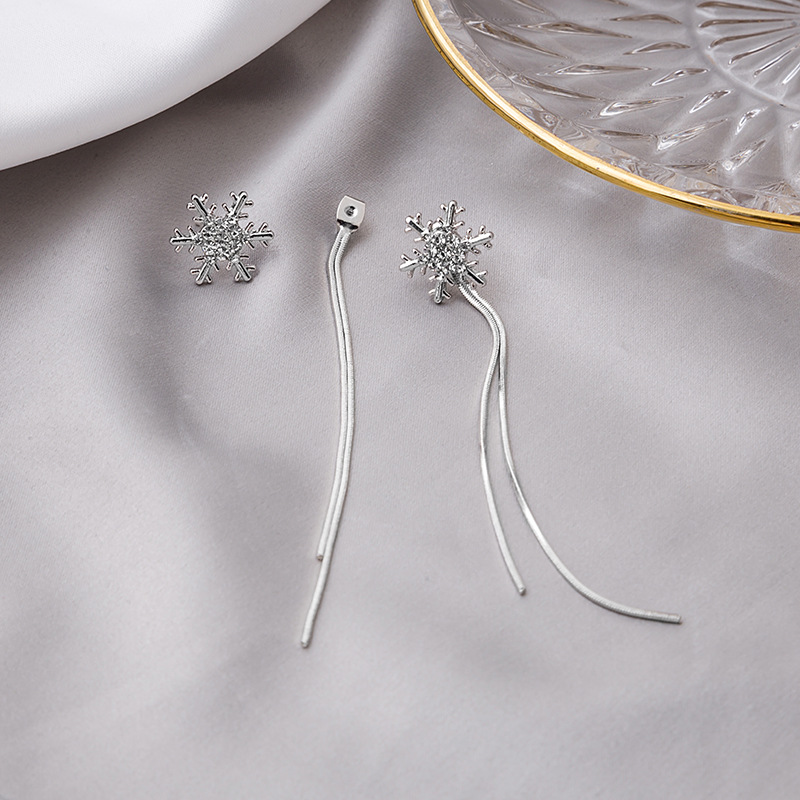 Glam Snowflake Alloy Diamond Artificial Diamond Drop Earrings 1 Pair display picture 5