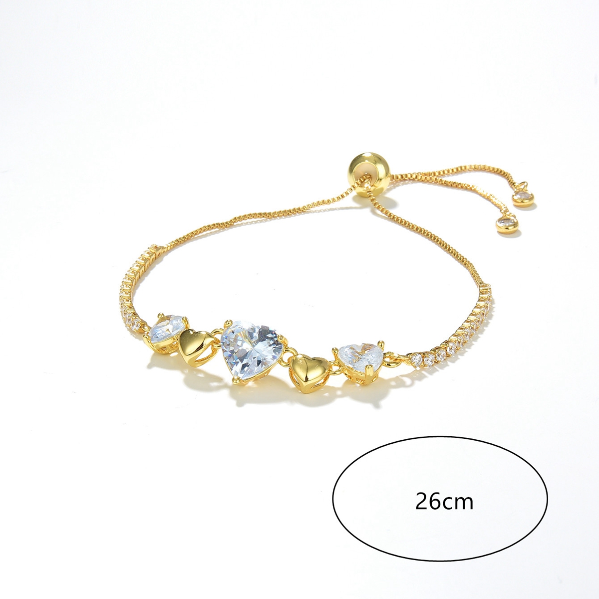 Fashion Heart Shape Copper Bracelets Gold Plated Zircon Copper Bracelets 1 Piece display picture 3