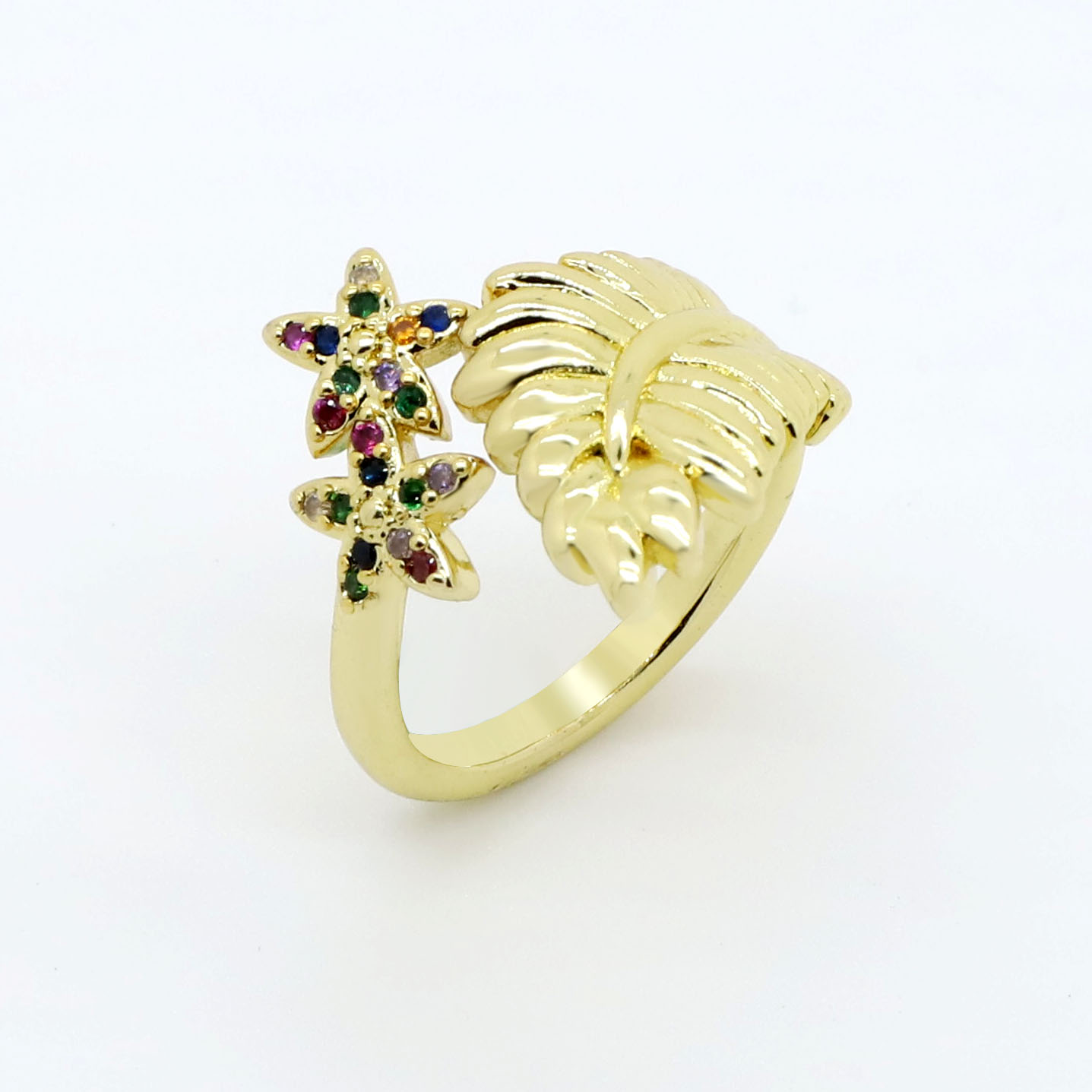 Fashion Star Heart Shape Flower Copper Rings Plating Inlay Rhinestone Copper Rings 1 Piece display picture 3