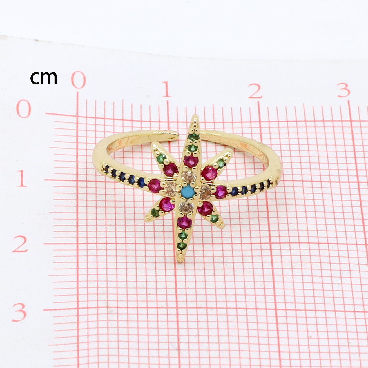 Fashion Star Heart Shape Flower Copper Rings Plating Inlay Rhinestone Copper Rings 1 Piece display picture 8