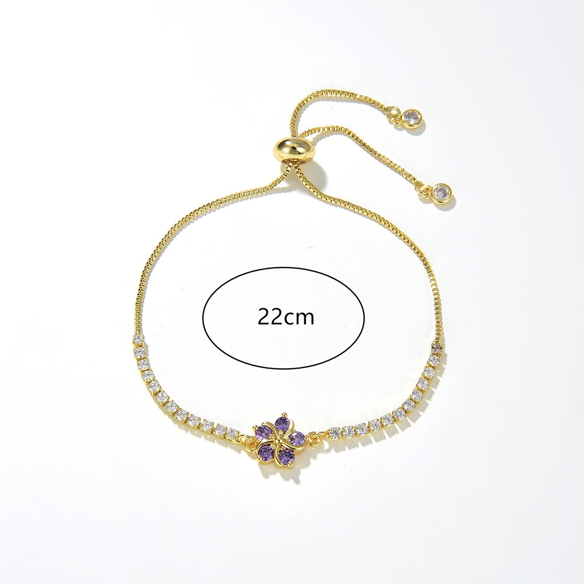 Fashion Flower Copper Bracelets Gold Plated Zircon Copper Bracelets 1 Piece display picture 3