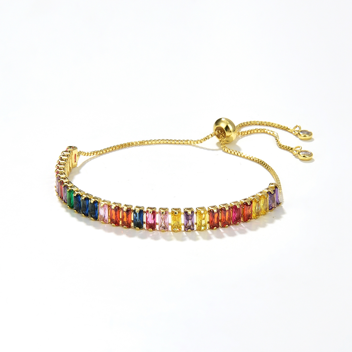 Fashion Colorful Copper Bracelets Gold Plated Zircon Copper Bracelets 1 Piece display picture 2