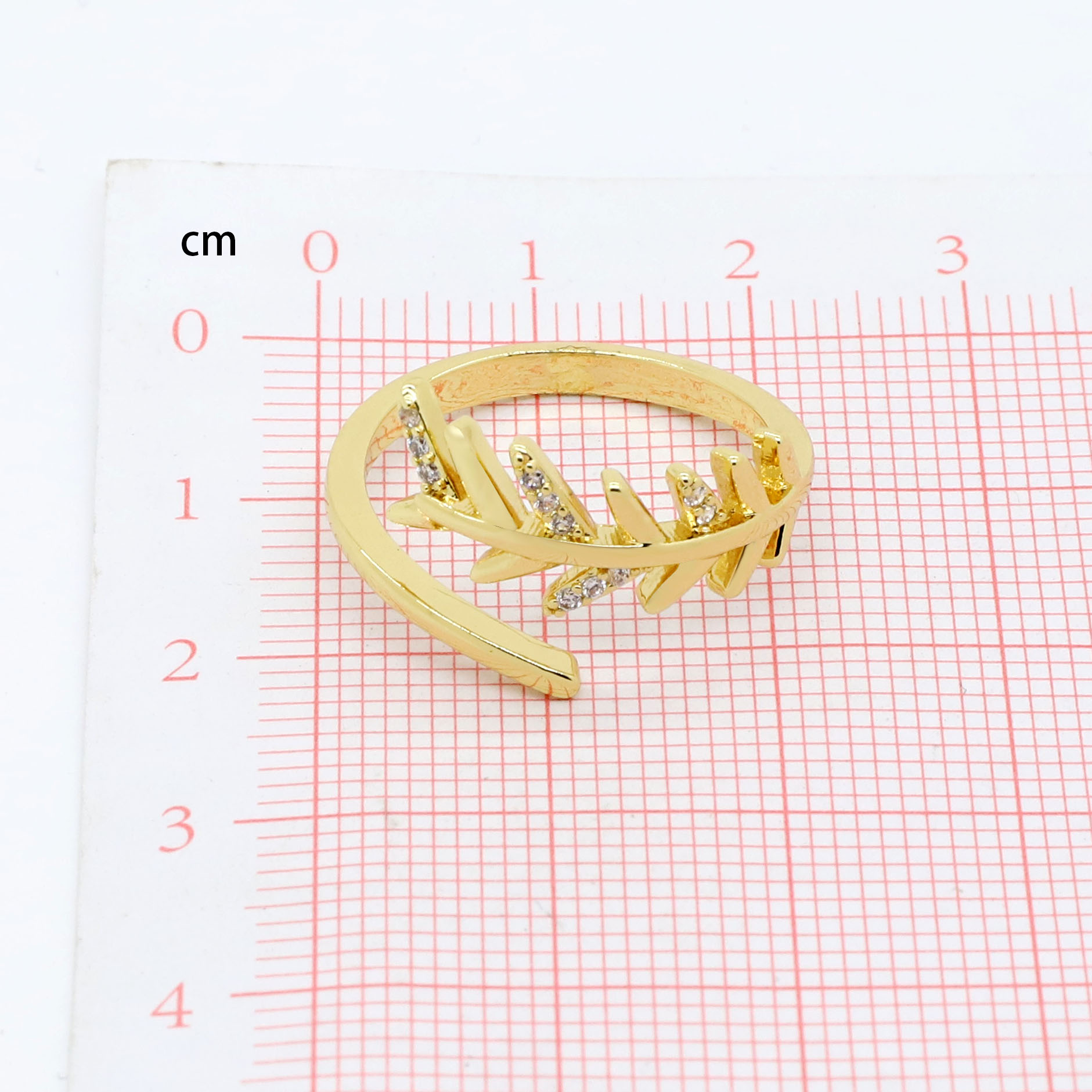 Vintage Style Sun Moon Leaves Copper Open Ring Plating Rhinestone Copper Rings 1 Piece display picture 9