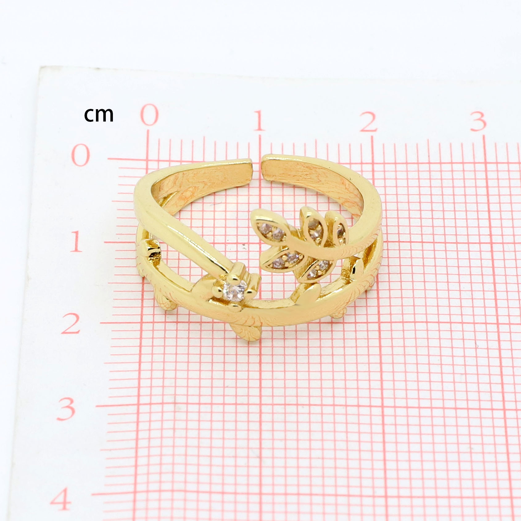 Vintage Style Sun Moon Leaves Copper Open Ring Plating Rhinestone Copper Rings 1 Piece display picture 10