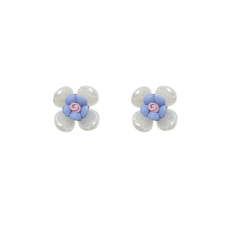 Simple Style Flower Arylic Resin Patchwork Ear Studs 1 Pair display picture 5