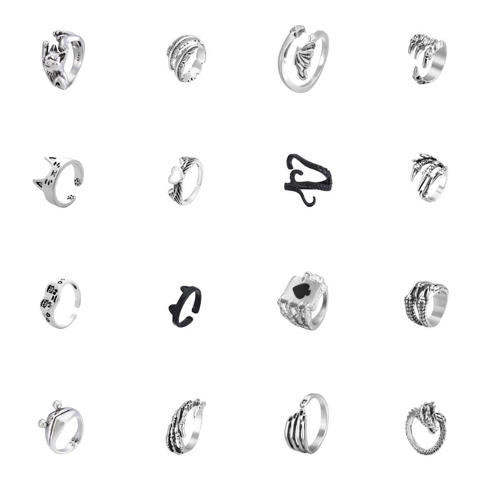 Retro Animal Heart Shape Snake Alloy Plating Rings 1 Piece display picture 1