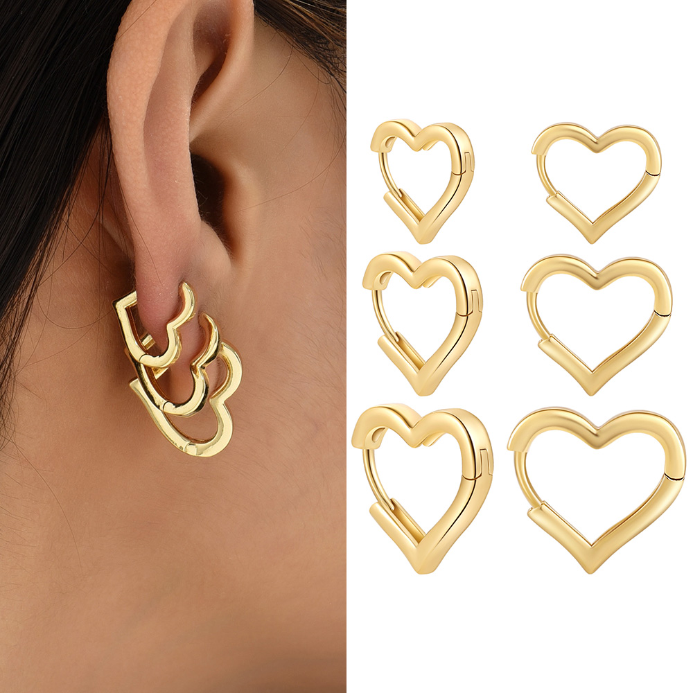 1 Pair Simple Style Heart Shape Plating Copper Earrings display picture 4