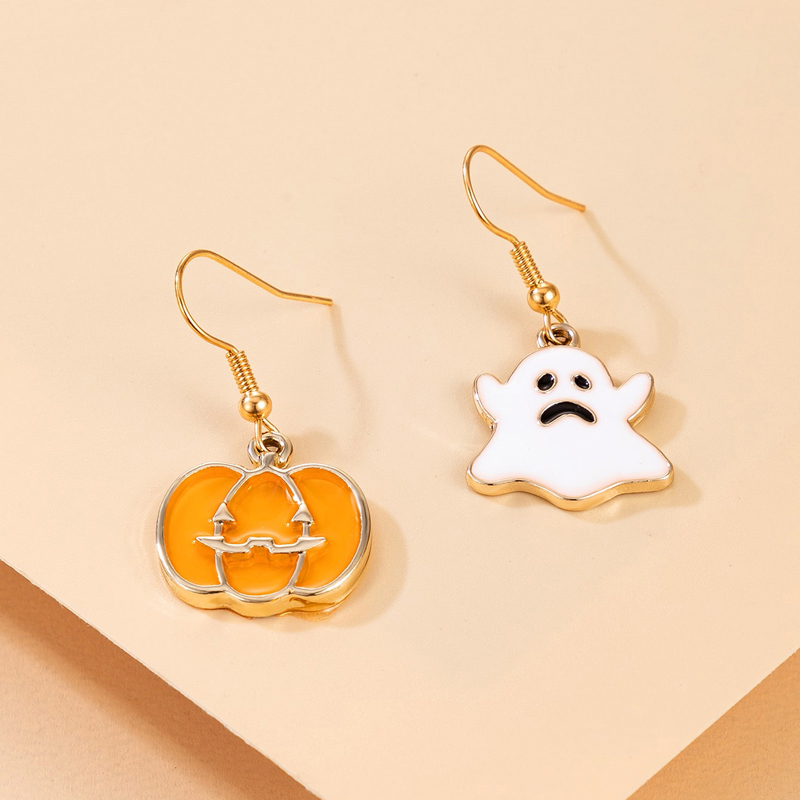 Halloween Retro Pumpkin Cat Ghost Alloy Holiday Earring display picture 1