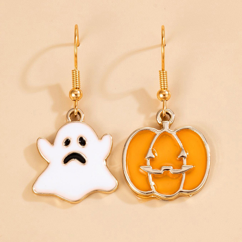 Halloween Retro Pumpkin Cat Ghost Alloy Holiday Earring display picture 4