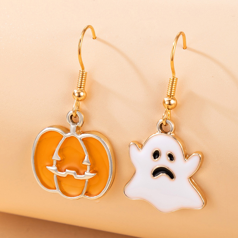 Halloween Retro Pumpkin Cat Ghost Alloy Holiday Earring display picture 3