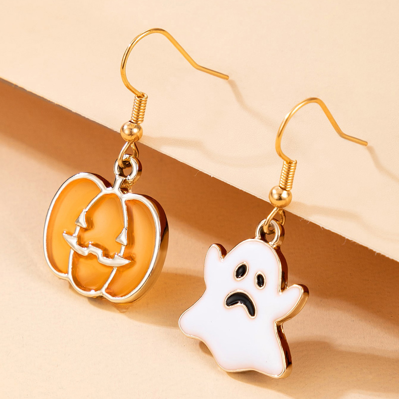 Halloween Retro Pumpkin Cat Ghost Alloy Holiday Earring display picture 2