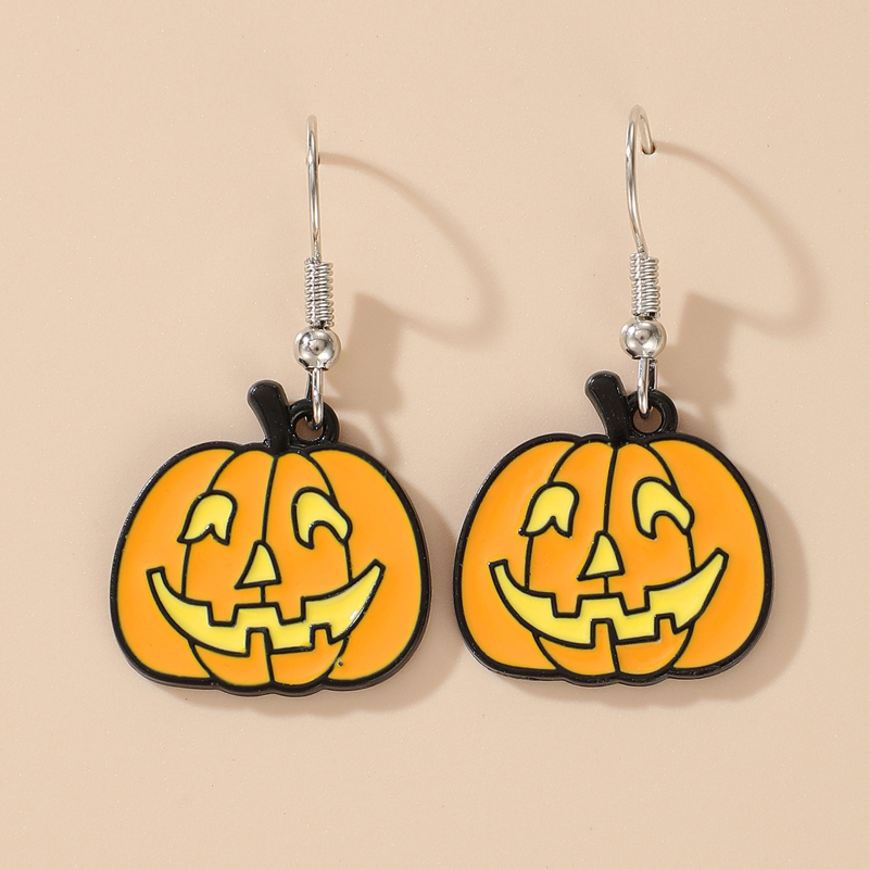 Halloween Retro Pumpkin Cat Ghost Alloy Holiday Earring display picture 5