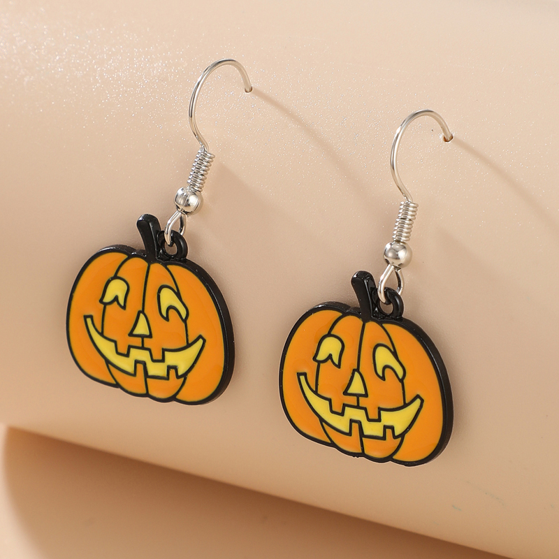 Halloween Retro Pumpkin Cat Ghost Alloy Holiday Earring display picture 6