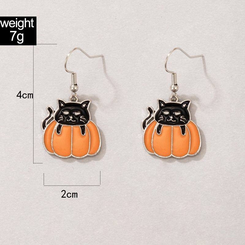 Halloween Retro Pumpkin Cat Ghost Alloy Holiday Earring display picture 11