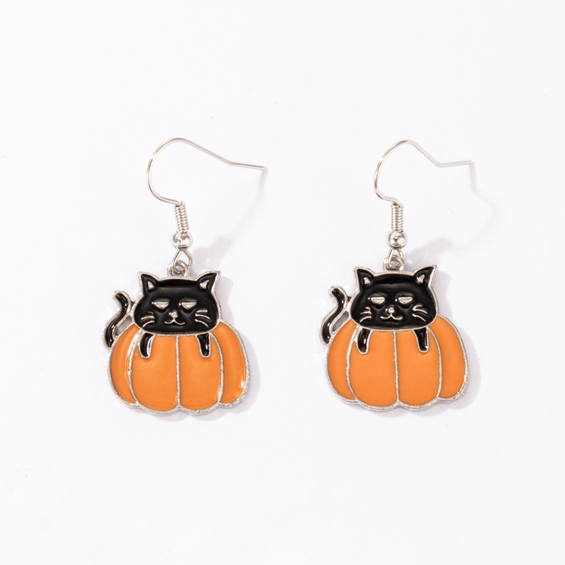 Halloween Retro Pumpkin Cat Ghost Alloy Holiday Earring display picture 12