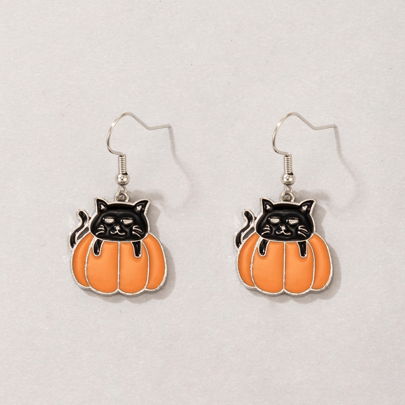 Halloween Retro Pumpkin Cat Ghost Alloy Holiday Earring display picture 13