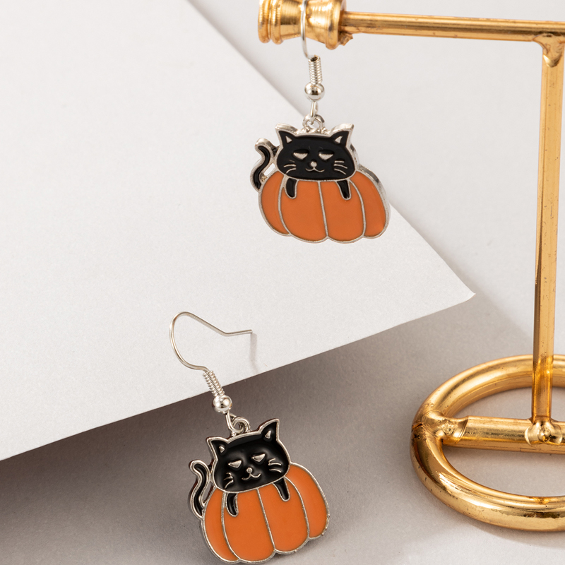 Halloween Retro Pumpkin Cat Ghost Alloy Holiday Earring display picture 14