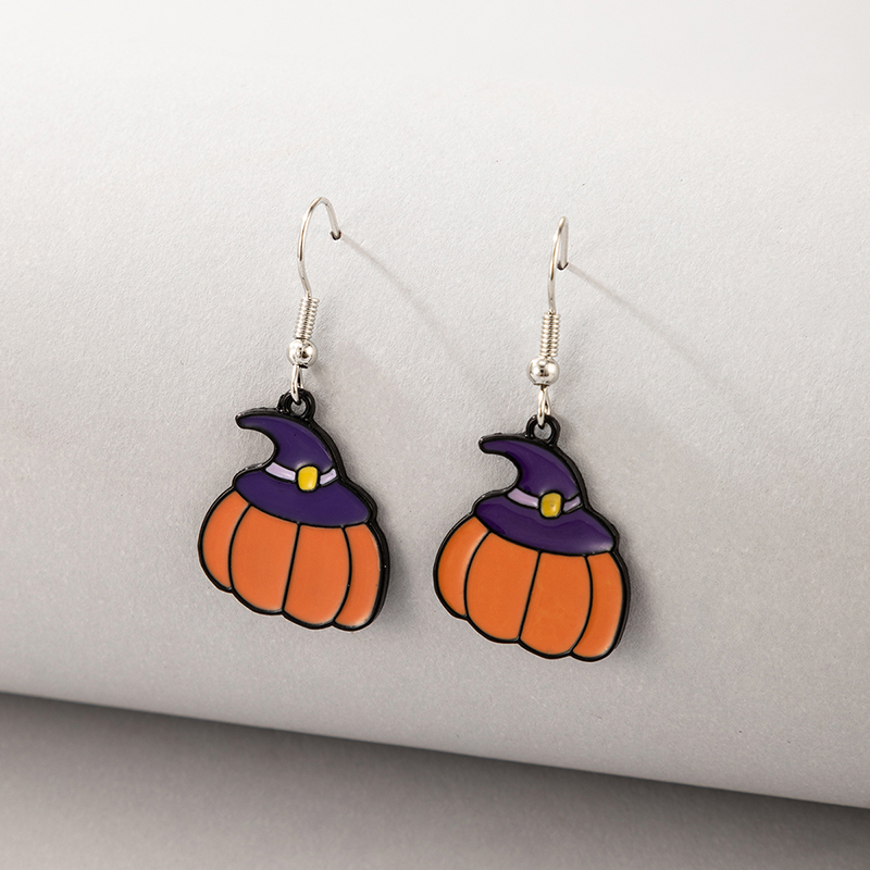 Halloween Retro Pumpkin Cat Ghost Alloy Holiday Earring display picture 18