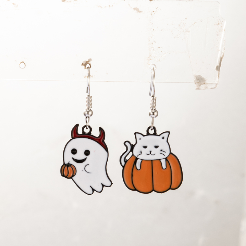 Halloween Retro Pumpkin Cat Ghost Alloy Holiday Earring display picture 23