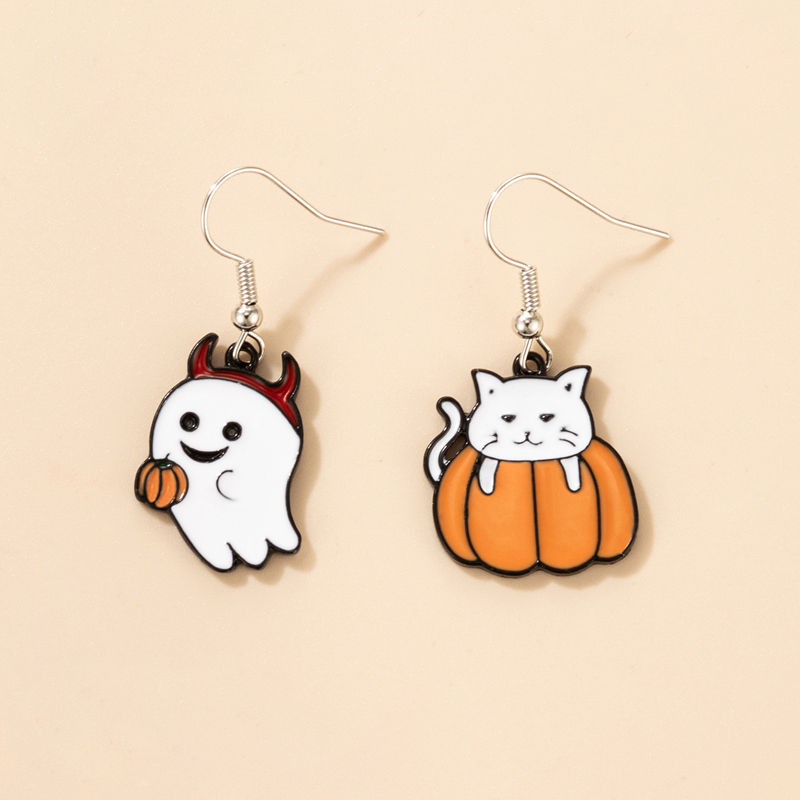 Halloween Retro Pumpkin Cat Ghost Alloy Holiday Earring display picture 22