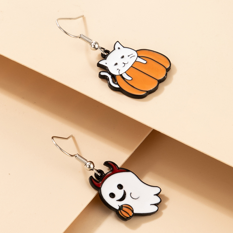 Halloween Retro Pumpkin Cat Ghost Alloy Holiday Earring display picture 25